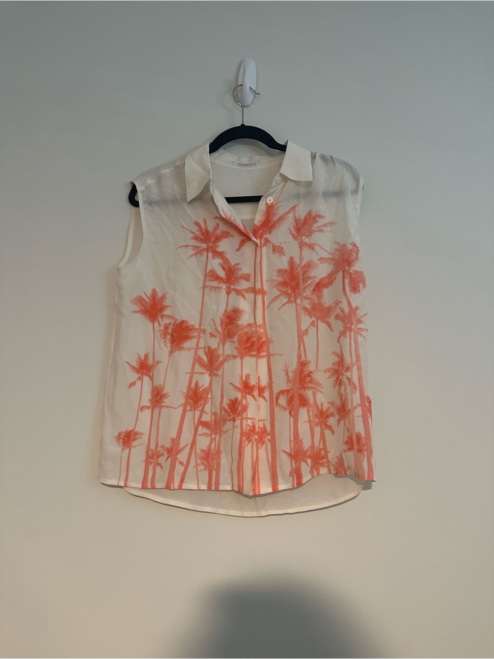 equipment white and orange palm tree blouse